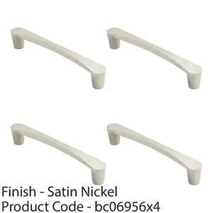 4 PACK - Curved D Shape Pull Handle 181 x 20mm 160mm Fixing Centres Satin Nickel