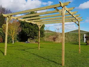 Champion Wooden Garden Pergola Kit, 3m x 3m (Natural (light green) finish)