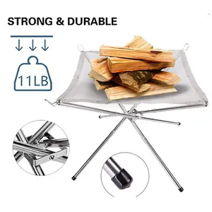 Outdoor camping foldable bonfire rack Convenient 304 stainless steel fire rack