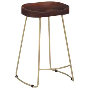 Fulbright Counter Stool with Metal Frame (Set of 2) Walnut / Gold / 62cm