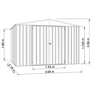 Absco 10ft x 7ft Metal Garden Storage Shed Apex Grey Outdoor Building Single Door