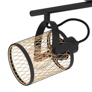 Eglo Dellow 2 Light Black Steel Lattice Style Adjustable Wall or Ceiling Spotlight