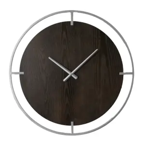 Minimalist Wood & Silver Wall Clock