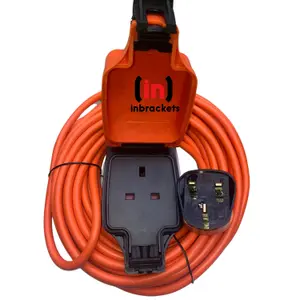 Weatherproof Mains Outdoor Garden Extension Lead IP54 Orange 1 Socket 13A Plug 10 Metres