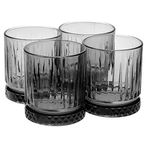 Queensway Home & Dining 355ml 4 Pcs Grey Coloured Tumblers Drinking Whiskey Glass Sets