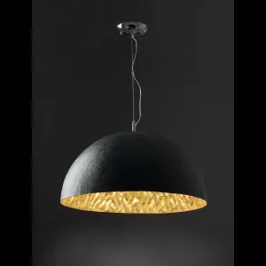 Luminosa Magma 3 Light Dome Ceiling Pendant Black, Gold, E27