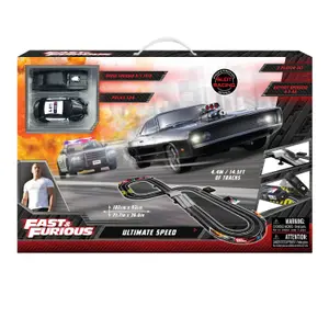 Fast & Furious Ultimate Speed Electric Racetrack Slot Car Set, 2 Player Car Slot Race Set For Kids, 4.4M / 14.5FT