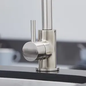 SIA KT6BN Brushed Nickel Swan Neck Single Lever Monobloc Kitchen Mixer Tap