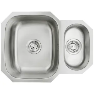 Astini Renzo 1.5 Bowl Stainless Steel Kitchen Sink, Waste & Saturn Tap