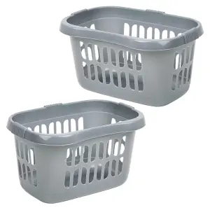 1x Silver Large Plastic Hipster Laundry Baskets For Laundry Rooms