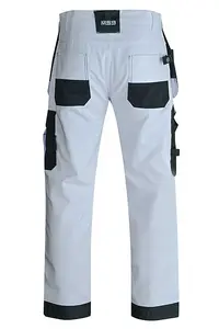 MS9 Mens Hi Viz Cargo Combat Holster Pockets Tactical Working Work Trouser Trousers Pants Jeans E1, White - 36W/32L