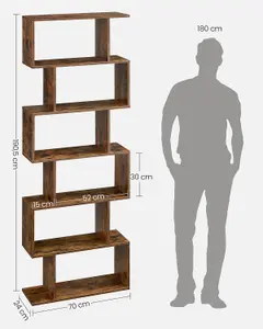 VASAGLE Bookshelves, 6-Tier Bookcase, Cube Display Shelf, Freestanding Storage Shelf, Modern, Rustic Brown