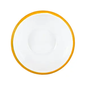 Argon Tableware - White Enamel Bowls - 16cm - Yellow - Pack of 6