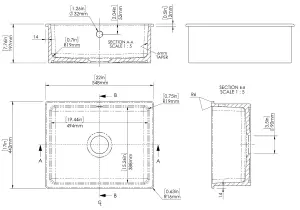 Fireclay Single Bowl Square Undermount Kitchen Sink, Central Waste & Overflow, 548mm - White