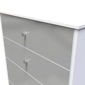 Taunton 4 Drawer Deep Chest in Uniform Grey Gloss & White (Ready Assembled)