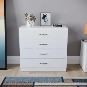 Vida Designs Riano White 4 Drawer Chest (H)720mm (W)750mm (D)360mm