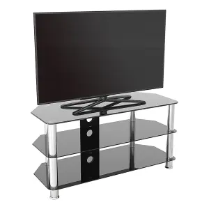 AVF Classic 1m Glass Corner TV Stand with Cable Management for TVs up to 50" - Black & Chrome