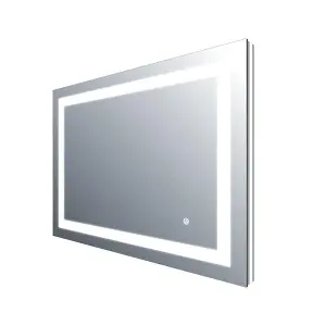 Luca LED Illuminated Backlit Bathroom Mirror with White and Blue Light (H)600mm (W)800mm