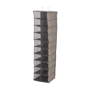 Grey 10-Tier 20 Compartments Non-Woven Hanging Shoe Storage Organiser for Wardrobe Shoe Rack