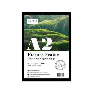 A2 Black Picture Frame Fits A2 (42 x 59.4cm - 16.5 x 23.4in) Poster, Photo, Artwork, or Print.