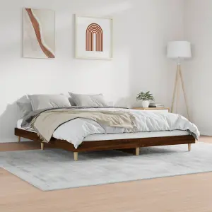 Berkfield Bed Frame Brown Oak 200x200 cm Engineered Wood