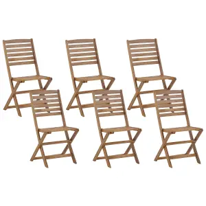 Set of 6 Garden Chairs TOLVE Acacia Wood Light Wood