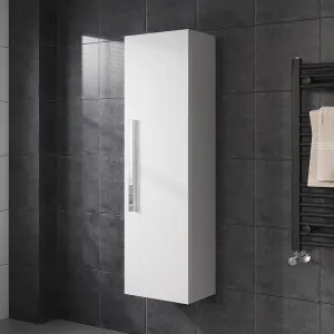 SunDaze Gloss White 1200mm Bathroom Wall Mounted Tall Storage Unit Cupboard Cabinet