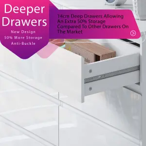 8 Drawer White Gloss Chest Of Drawers Large Deep Storage