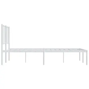 Berkfield Metal Bed Frame with Headboard White 150x200 cm 5FT King Size