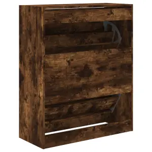 Shoe Cabinet Smoked Oak 80x34x96.5 cm Engineered Wood