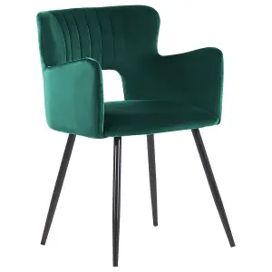 Set of 2 Dining Chairs SANILAC Velvet Emerald Green