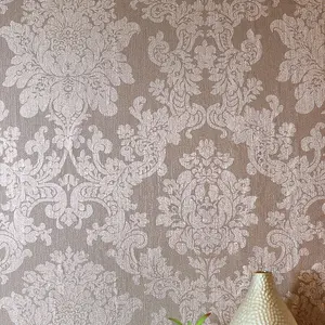 Damask Rose Gold Foil Metallic Wallpaper Textured Vinyl Retro Vintage Arthouse