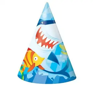 Unique Fin Friends Party Hats (Pack of 8) Blue/Yellow/Red (One Size)