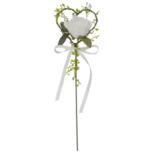 ROSE/FOLIAGE WAND - Wand: White Rose and Foliage: Green Stem - Occasions