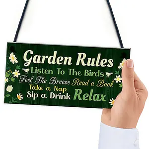 Red Ocean Garden Signs Outside Garden Rules Sign Novelty Hanging Plaque Summer House Sign Garden Shed Sign