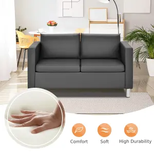 Costway Modern PU Leather Sofa Chair Loveseat Single Armchair Couch 2 Seater Home Office