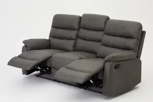 Maxwell Sofa Suite 3 Seater Manual Recliner Air Leather Padded, Grey