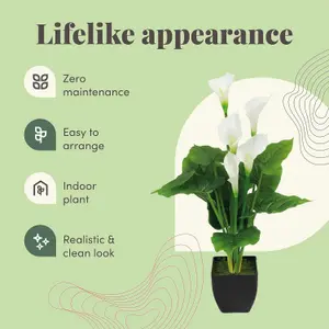 Blooming Artificial - 64cm White Fake Calla Lily - Indoor Faux Flower Plant Gift