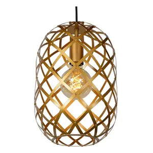 Lucide Wolfram Modern Bar Pendant Light - 3xE27 - Matt Gold, Brass