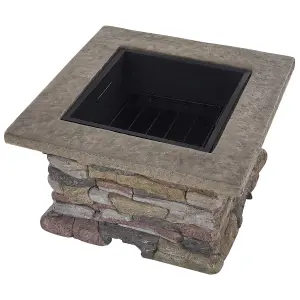 Beliani Rectangle Fire Pit Grey KELUD