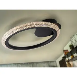 Luminosa Ring Integrated Led Semi Flush Light Matt Black, Transparent 3000K 893Lm