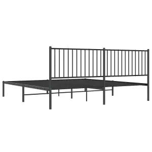 Berkfield Metal Bed Frame with Headboard Black 193x203 cm