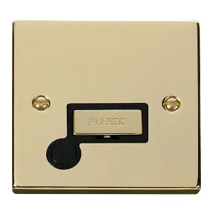 Polished Brass 13A Fused Ingot Connection Unit With Flex - Black Trim - SE Home