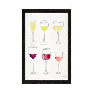 Wine Glasses by Cat Coquillette - Painting on Canvas Black Floater Framed / 66.04cm H x 45.72cm W x 3.81cm D