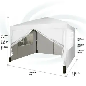 MCC Direct Gazebo 3x3 Pop up with Sides White