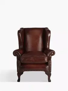 John Lewis Compton Leather Wing Armchair, Hand Antique