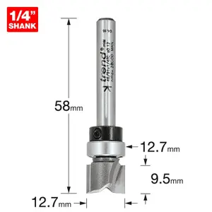 Trend 46/91 x 1/4 TCT 90 Degree Shank Mounted Template Profiler 12.7 x 9.5mm