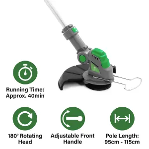 Gracious Gardens Cordless Garden Grass Strimmer Trimmer 18V Lithium Ion Rechargeable