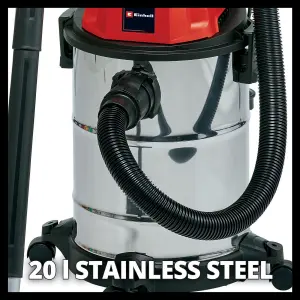 Einhell Wet And Dry Vacuum Cleaner 20L Steel Tank 1250W With Blowing Function Castor Wheels TC-VC 1820 S