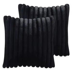 Set of 2 Cushions RAKYA Faux Fur 45 x 45 cm Solid Tufted Black